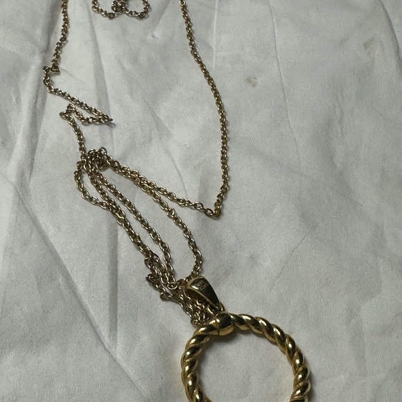 Gold Twisted Pendant Necklace - Picture 14 of 14